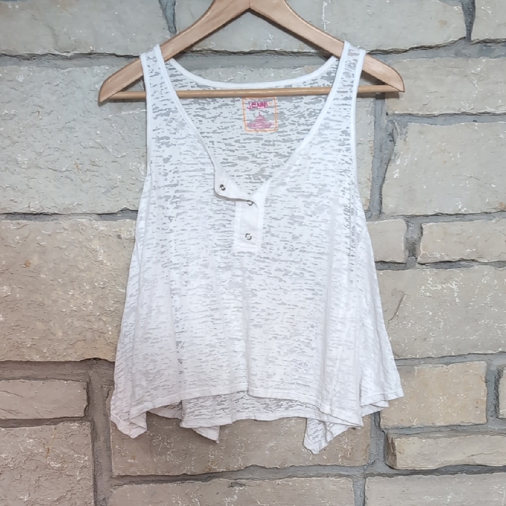 $5 Bundled! White Burnout Tank with Sharkbite Hem